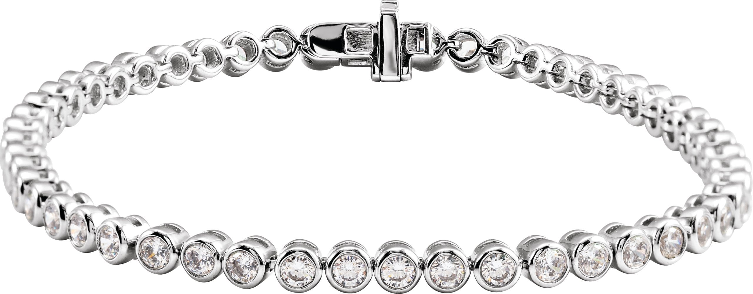 14K Yellow Gold Vermeil 3 1/2 CTW Lab-Grown Diamond Bezel-Set 7" Bracelet