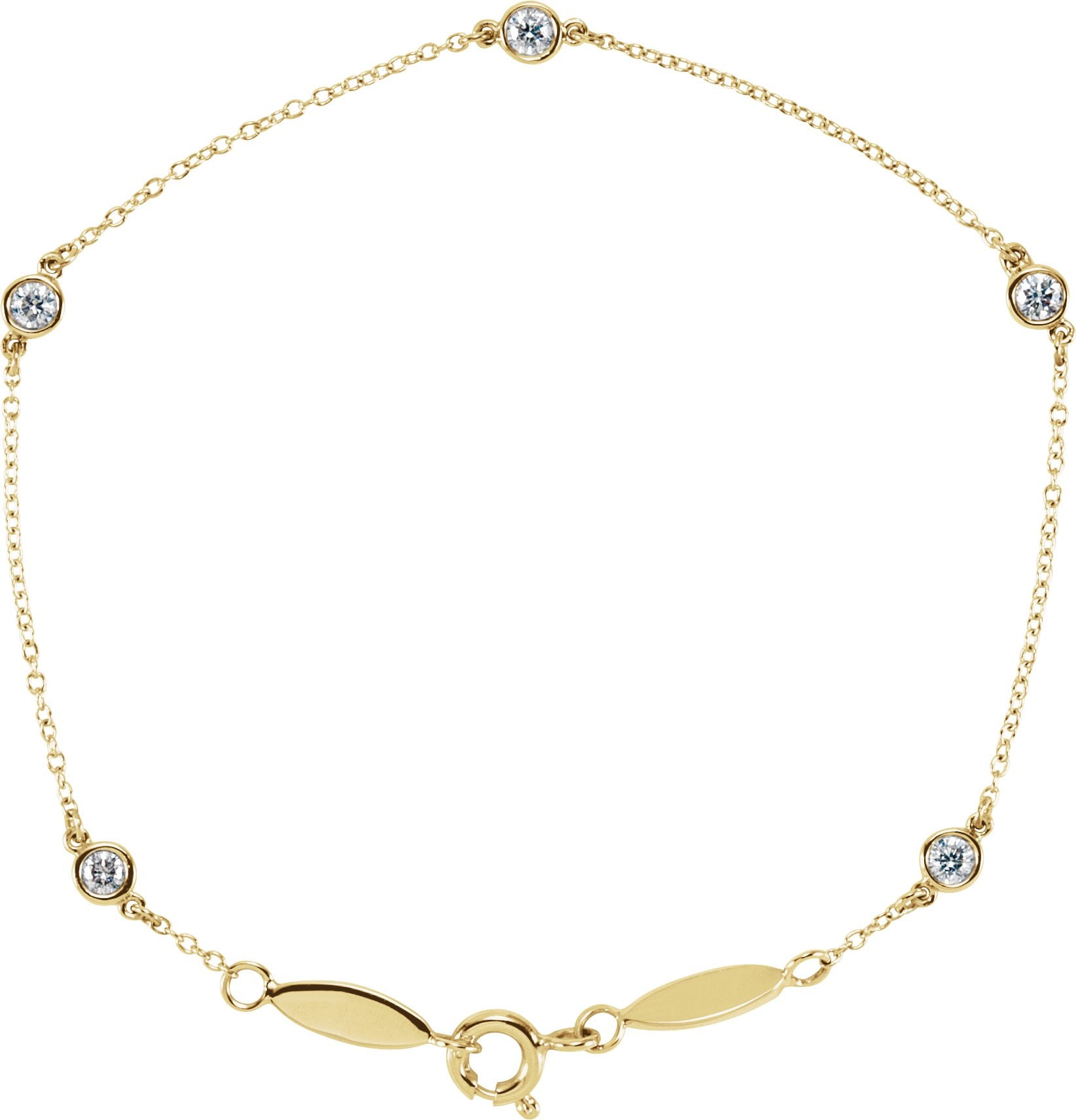 14K Yellow Gold Vermeil 1/3 CTW Lab-Grown Diamond Bezel-Set Station 7" Bracelet