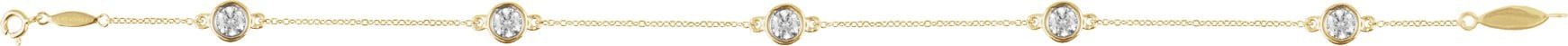14K Yellow Gold Vermeil 1/3 CTW Lab-Grown Diamond Bezel-Set Station 7" Bracelet