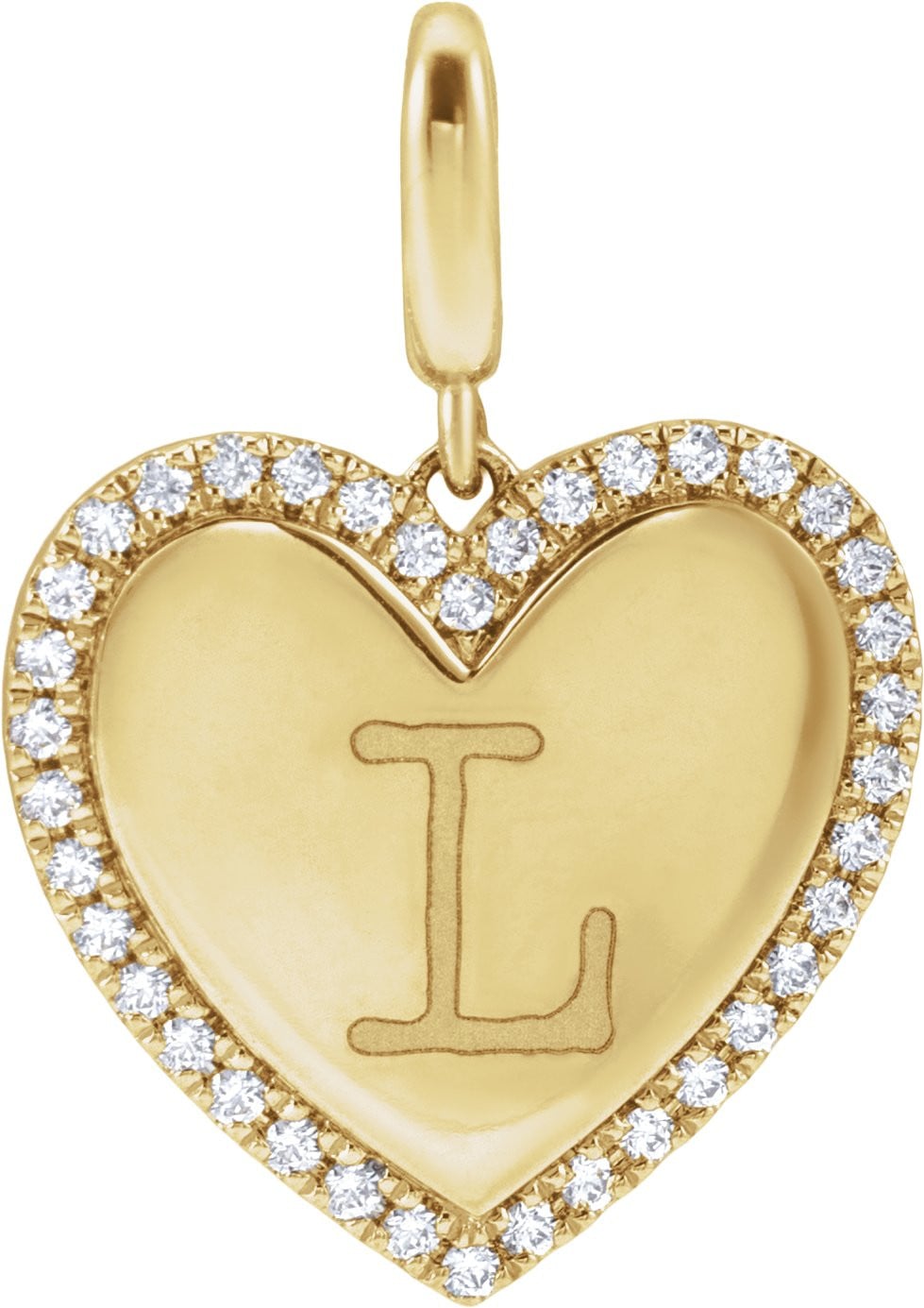 14K Yellow Gold Vermeil 1/5 CTW Lab-Grown Diamond Engravable Heart Charm/Pendant