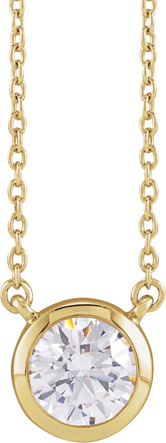 14K Yellow Gold Vermeil Lab-Grown Diamond Bezel-Set Adjustable 16-18" Necklace