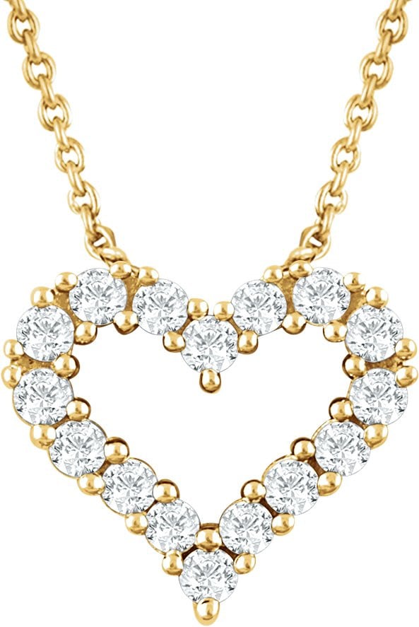 14K Yellow Gold Vermeil 1/4 CTW Lab-Grown Diamond Heart 18" Necklace