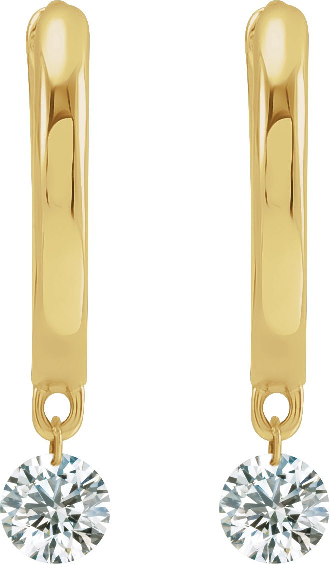 14K Yellow Gold Vermeil 1/3 CTW Drilled Lab-Grown Diamond Hinged Hoop Earrings