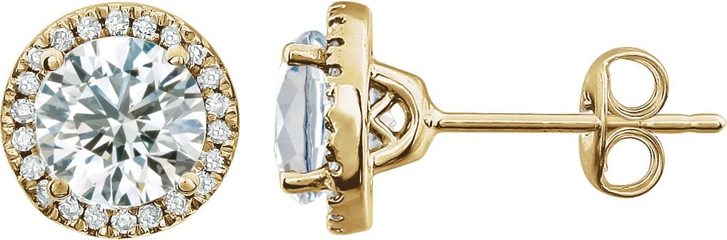 14K Yellow Gold Vermeil Birthstone & Lab-Grown Diamond Earrings