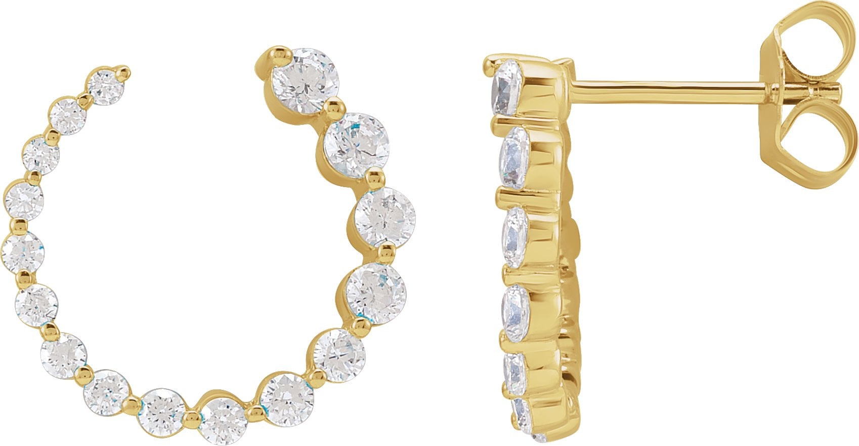 14K Yellow Gold Vermeil 7/8 CTW Lab-Grown Diamond Front-Back Earrings