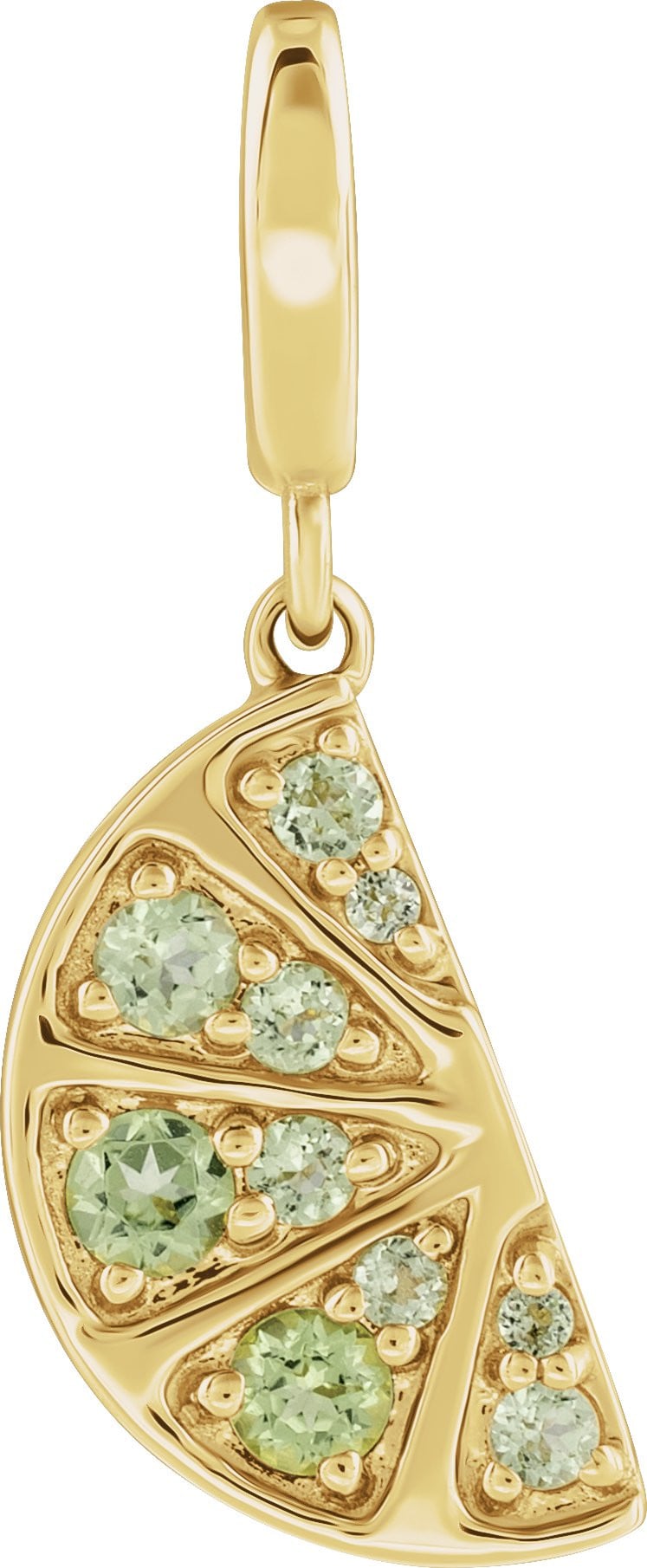 14K Yellow Gold Vermeil Natural Peridot Lime Wedge Charm/Pendant