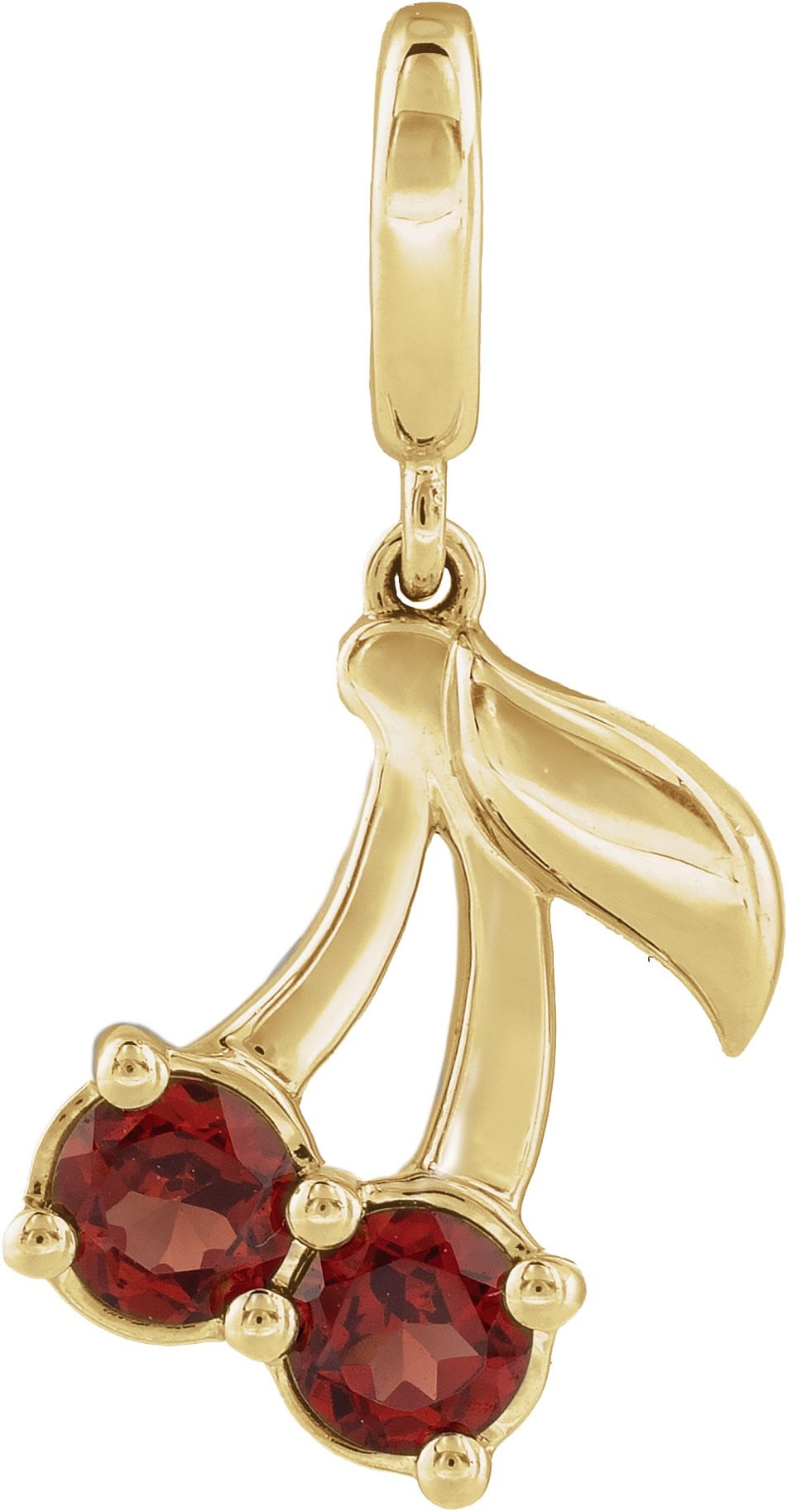 14K Yellow Gold Vermeil Natural Mozambique Garnet Two-Stone Cherry Charm/Pendant