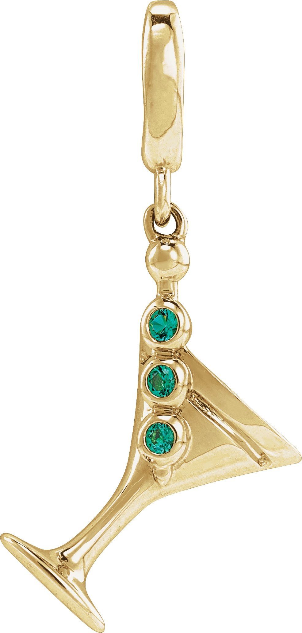 14K Yellow Gold Vermeil Lab-Grown Emerald Martini Charm/Pendant