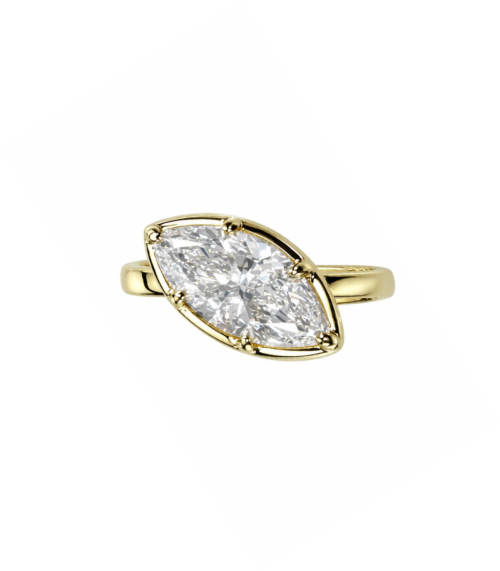 Tilted Marquise Bezel Prong Lab Grown Diamond Ring