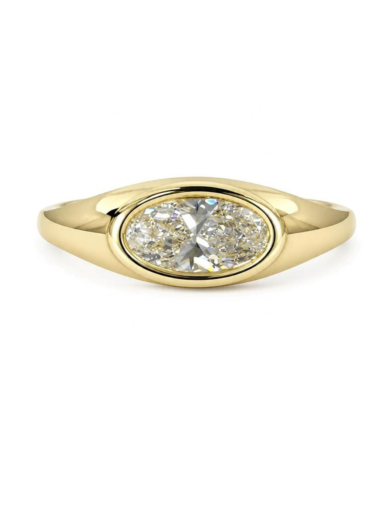Oval Lab Grown Diamond Bezel Dome Ring