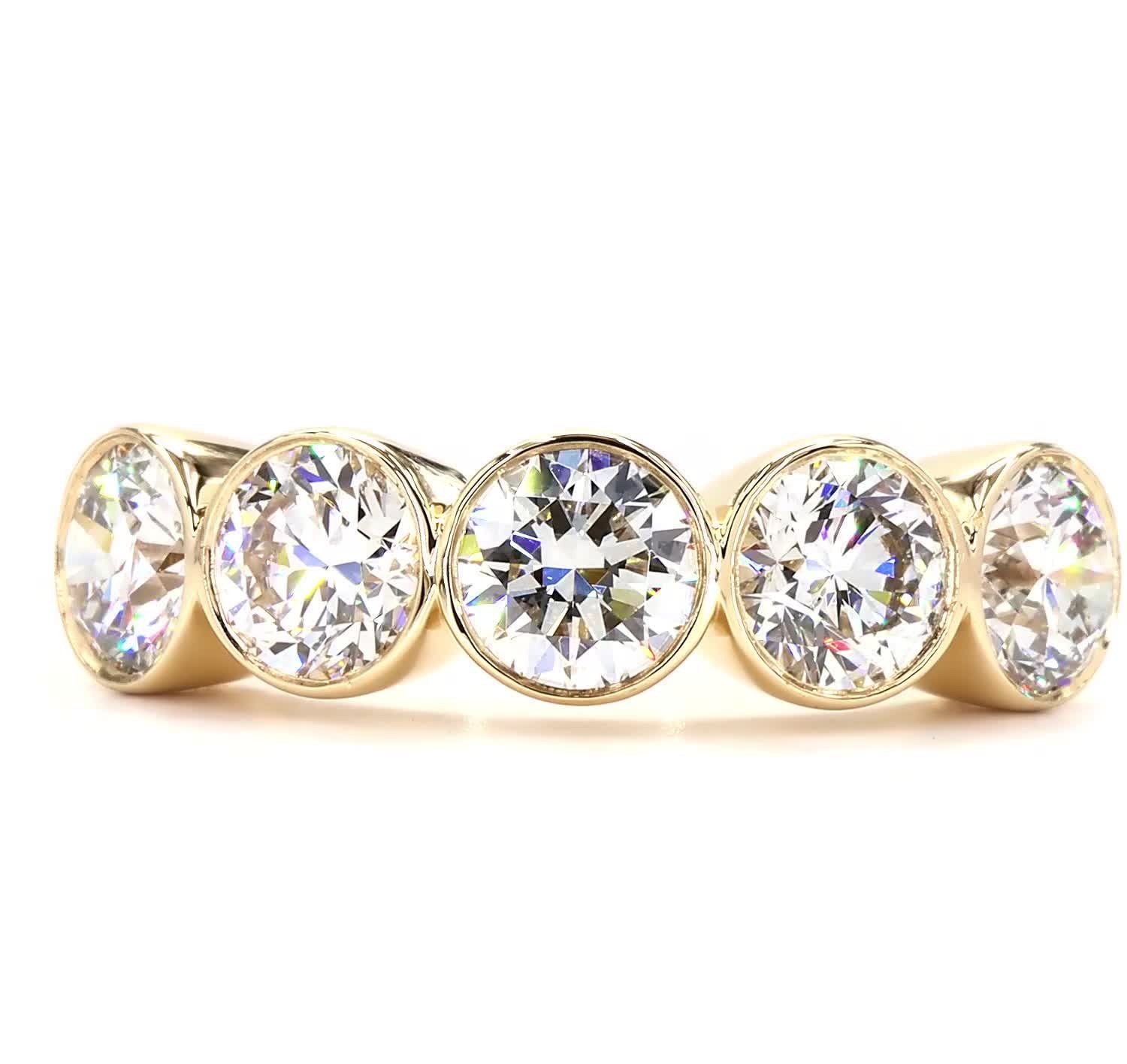 Five Stone Round Bezel Lab Grown Diamond Band