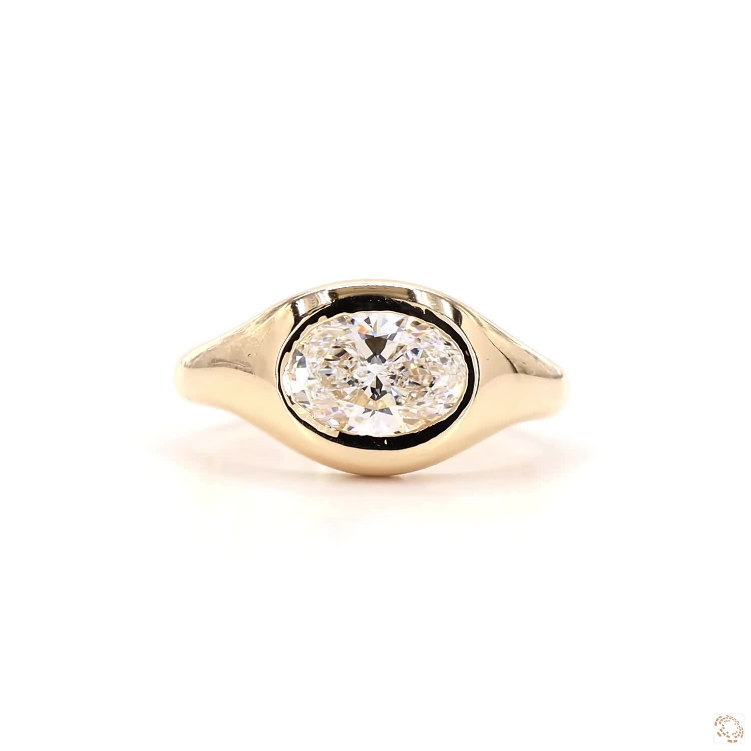 Oval Bold Bezel Lab Grown Diamond Dome Ring