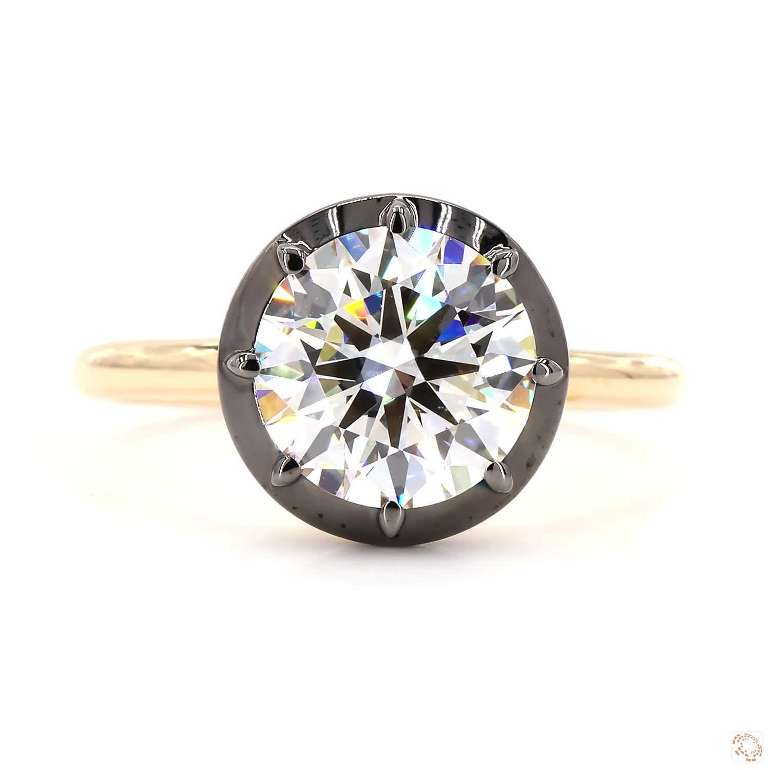 Georgian Round Bezel Prong Lab Grown Diamond Solitaire Ring (2.00 TCW)