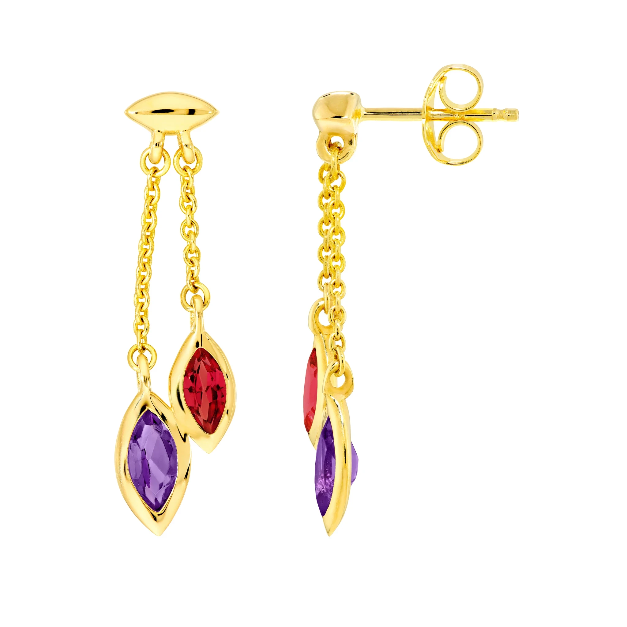 Garnet & Amethyst Toi et Moi Earrings