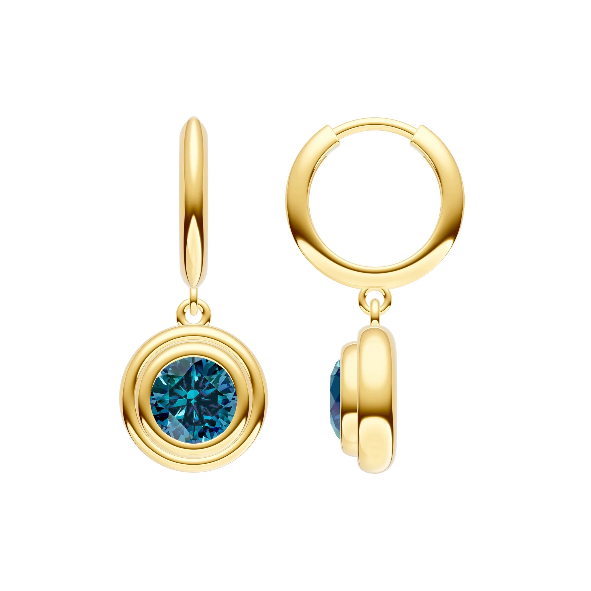 London Blue Topaz Double Bezel Dangle Earrings