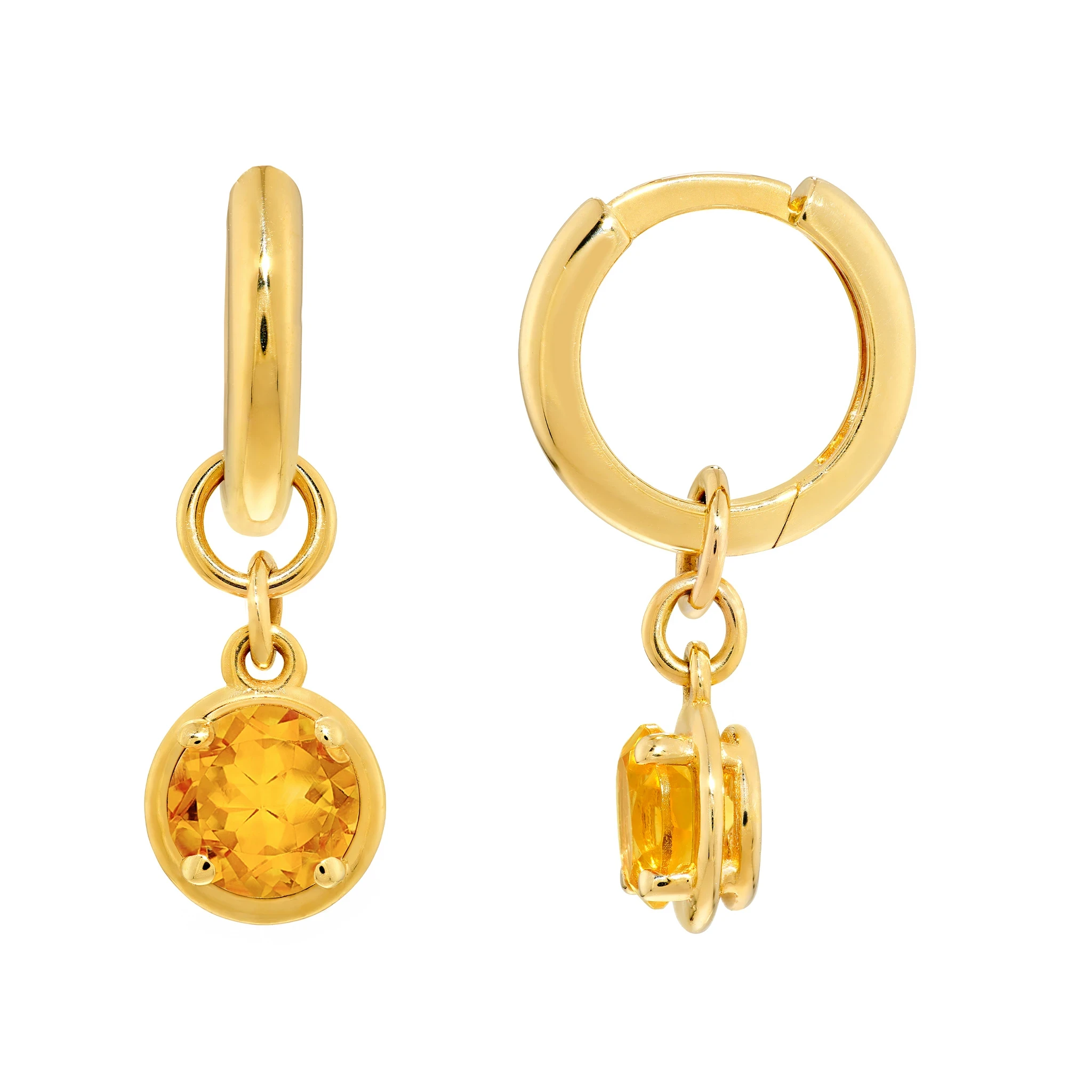 7/8tcw Citrine Drop Huggie Earrings