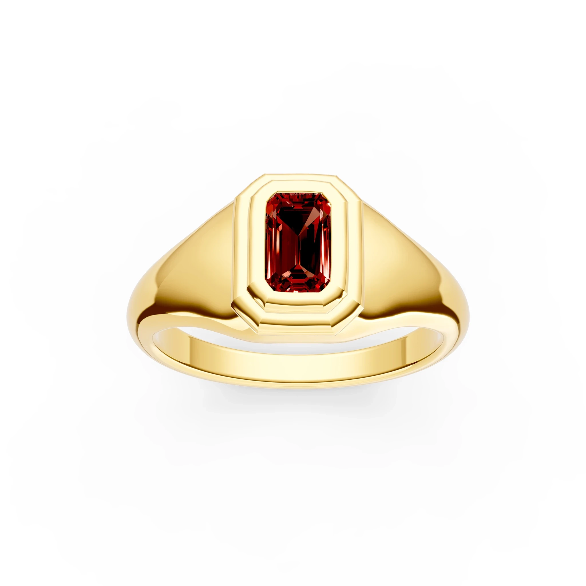 1/3ct Emerald-Cut Red Garnet Pinky Ring