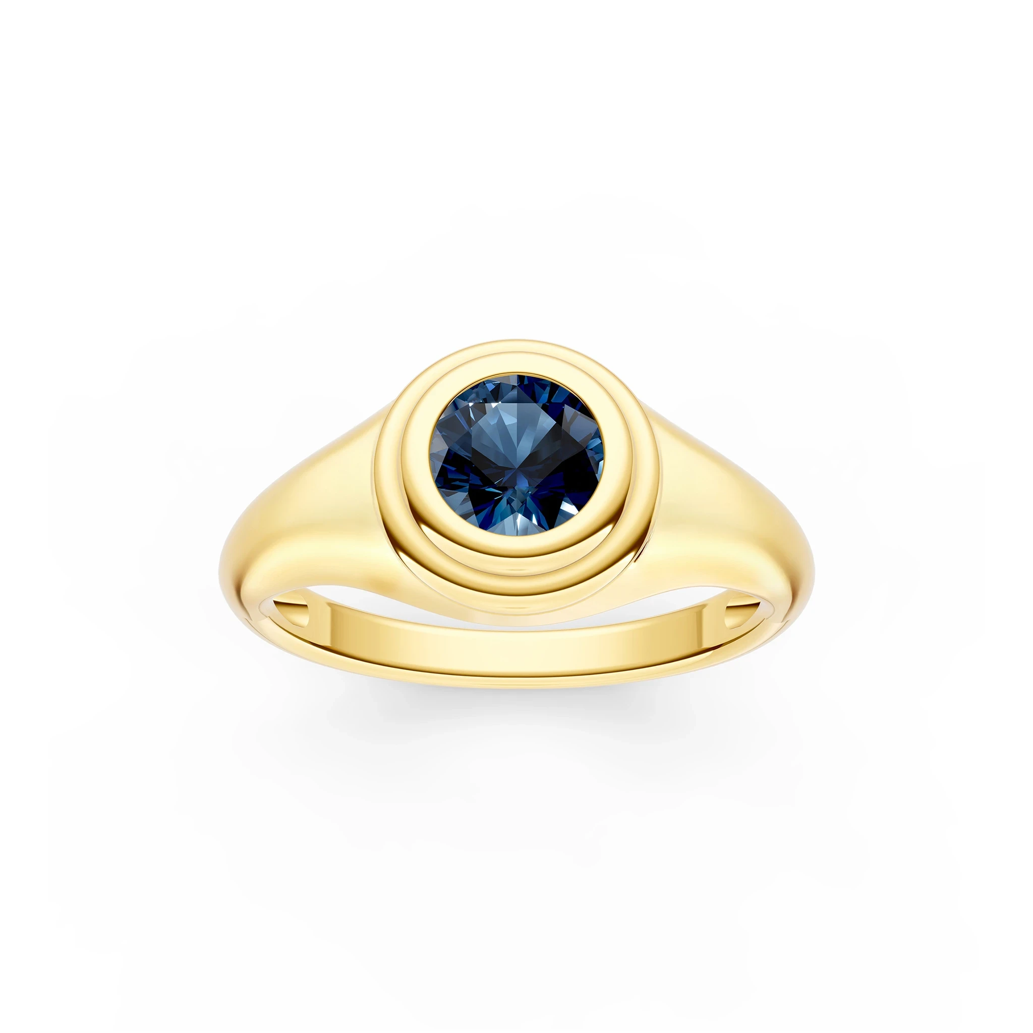 1/2ct Round London Blue Topaz Bezel Pinky Ring