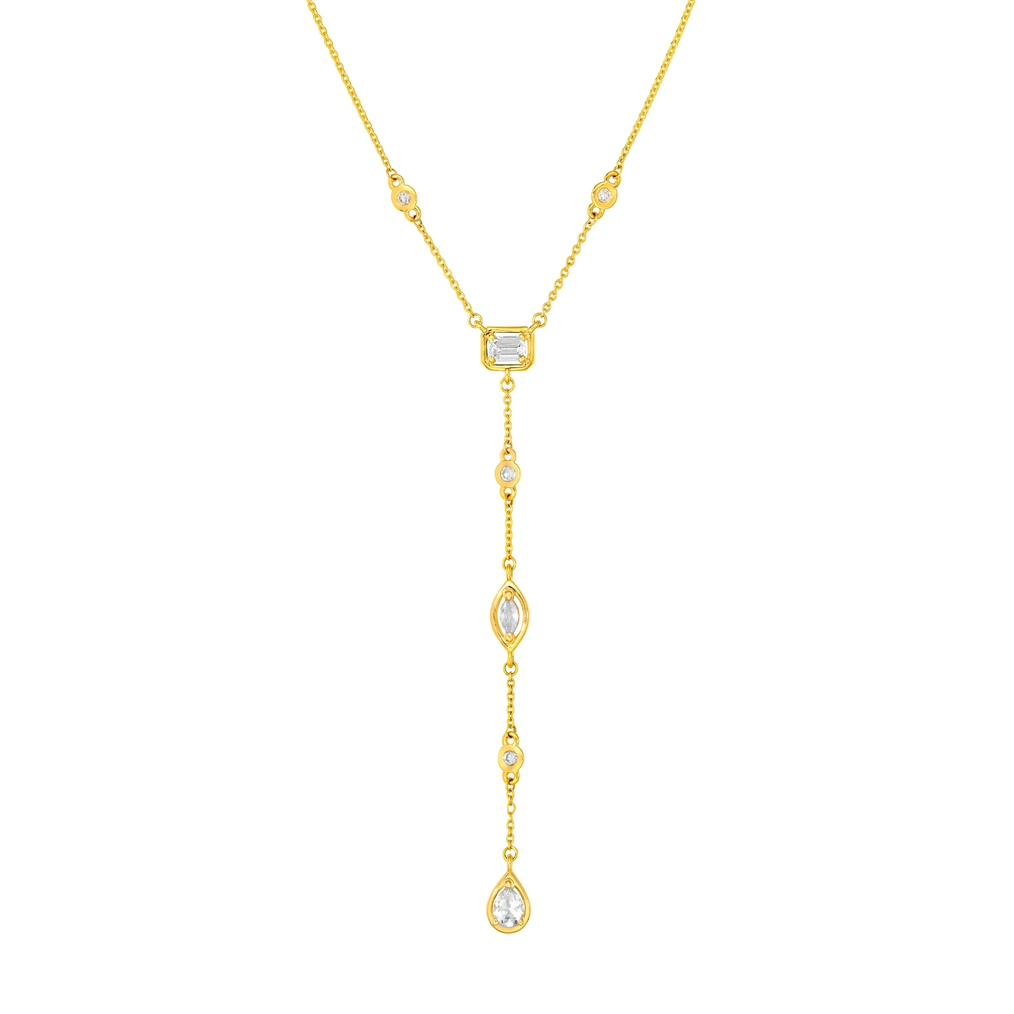 5/8tcw Mixed Diamond Lariat Necklace
