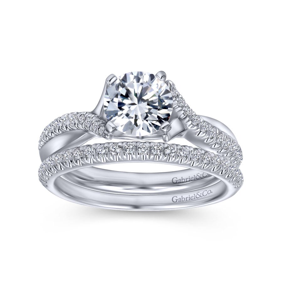 straight pave diamond wedding ring
