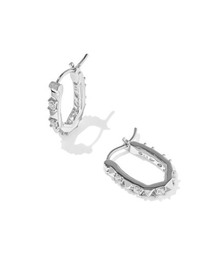 Fate Huggie Earrings - Silver White CZ