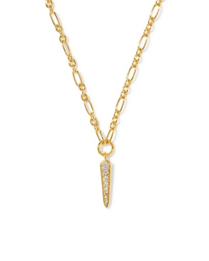 Fate Short Pendant Necklace - Gold White CZ