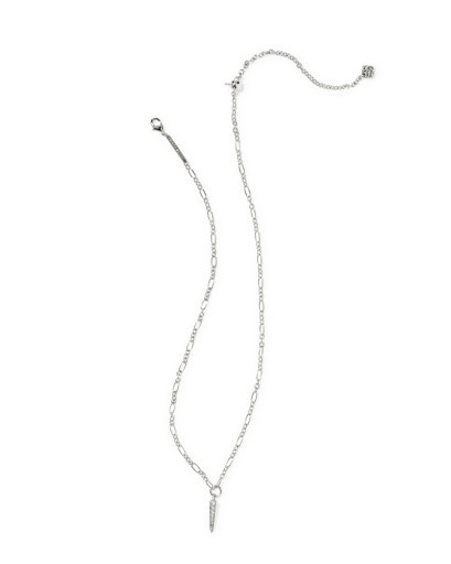 Fate Short Pendant Necklace - Silver White CZ