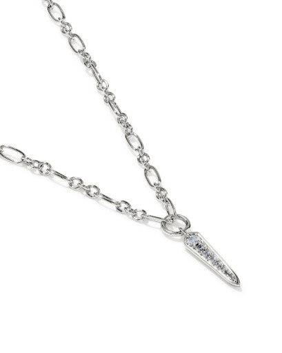 Fate Short Pendant Necklace - Silver White CZ