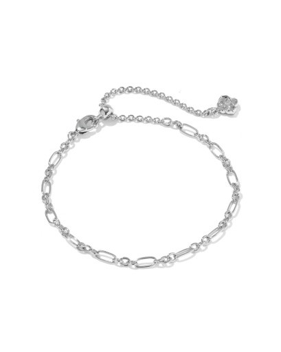Fate Set of 2 Delicate Chain Bracelets - Silver White CZ