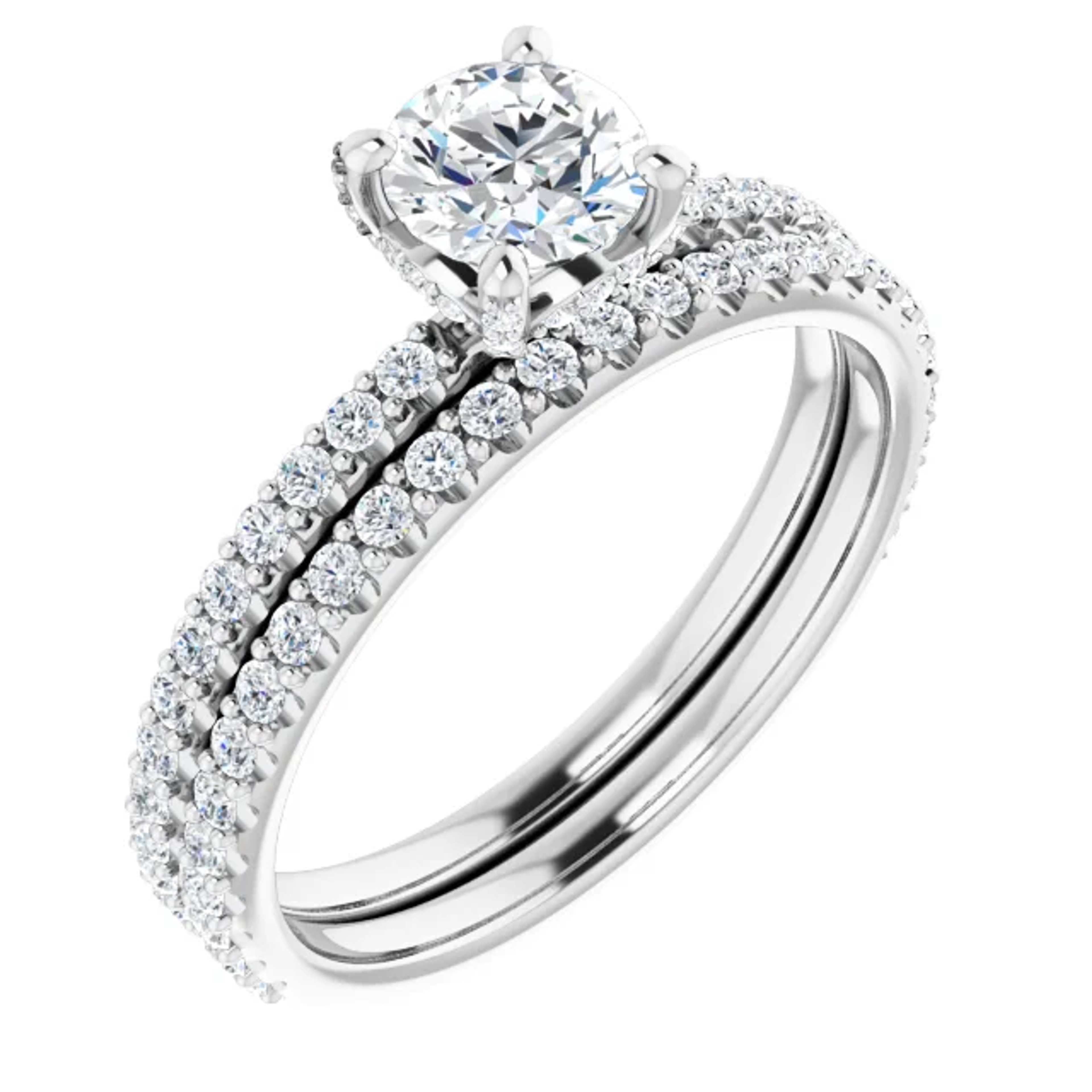 straight pave diamond wedding ring