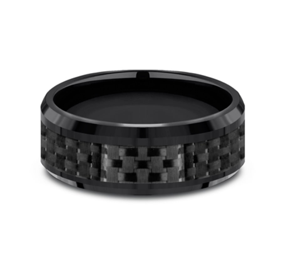 The Crusader Black Titanium Cross Pattern Wedding Ring | Gage