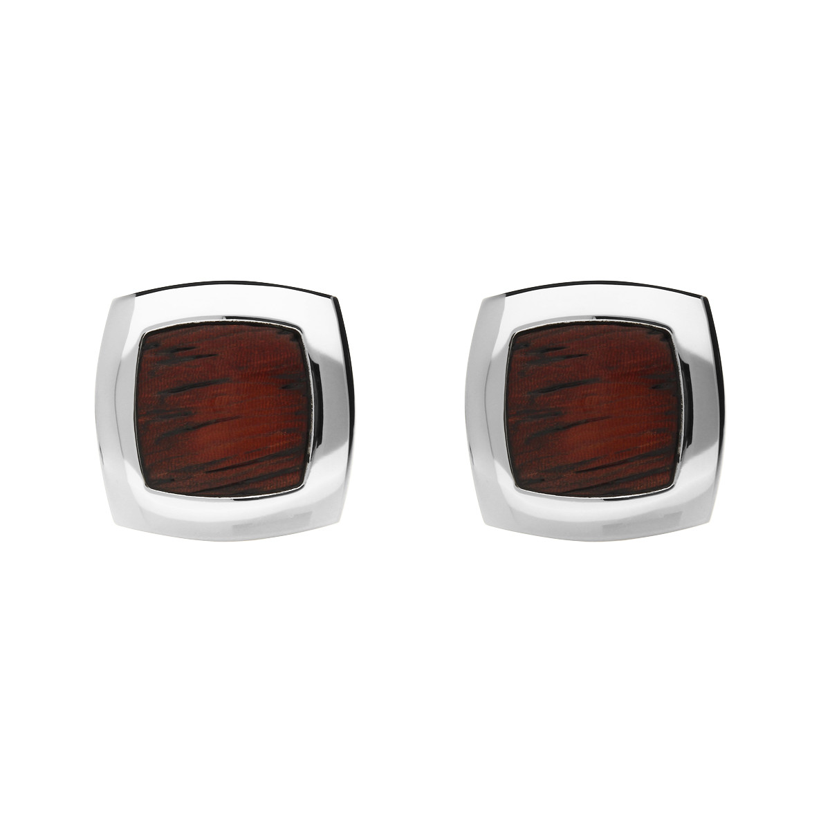 Stainless Steel Wood Inlay Square Cufflinks