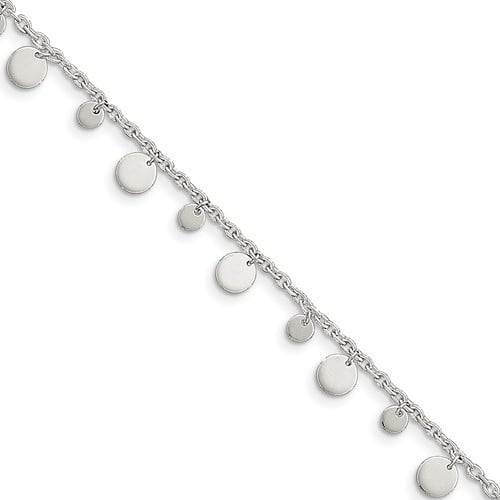 sterling sliver anklet with round disc charms