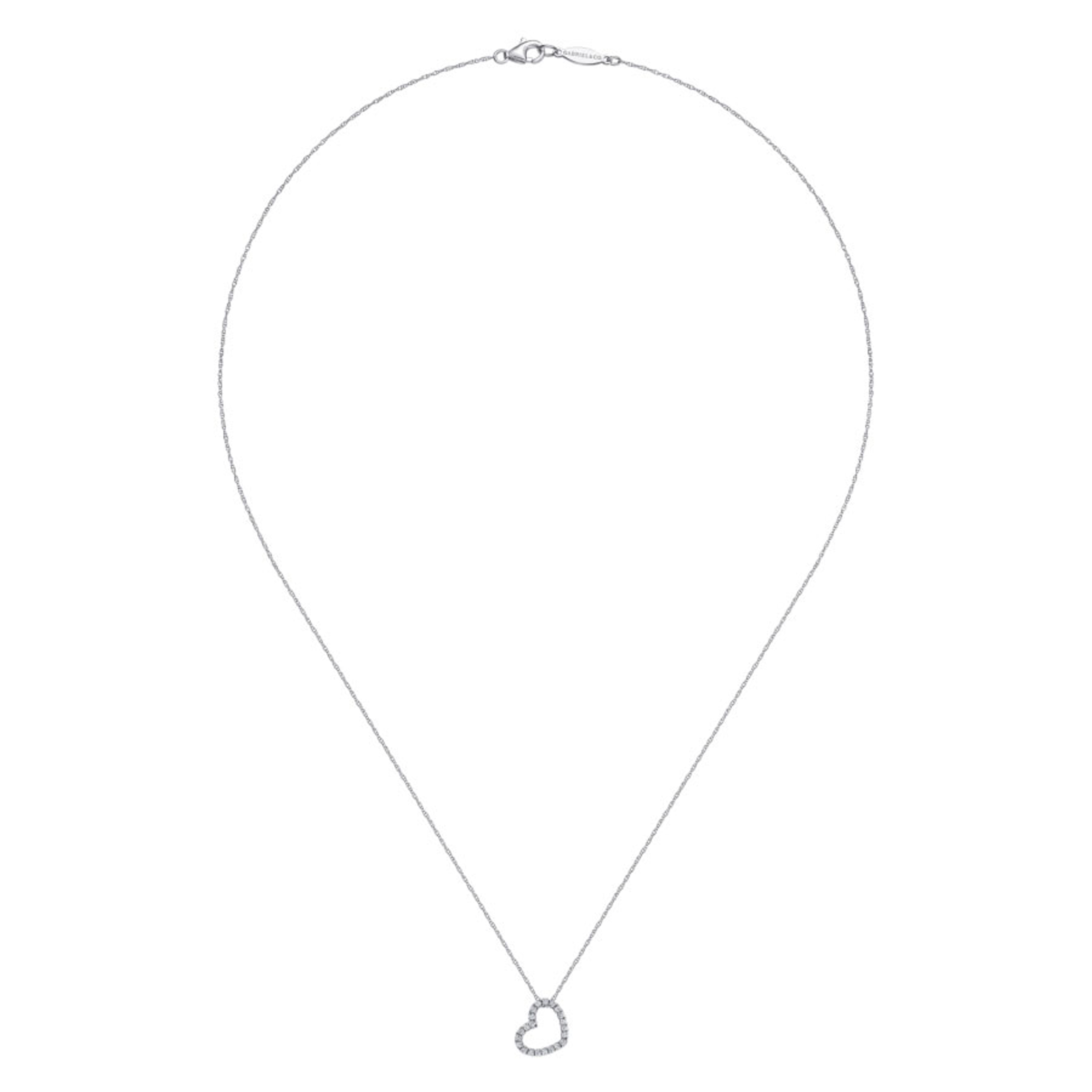 14K gold heart pendant necklace with diamonds