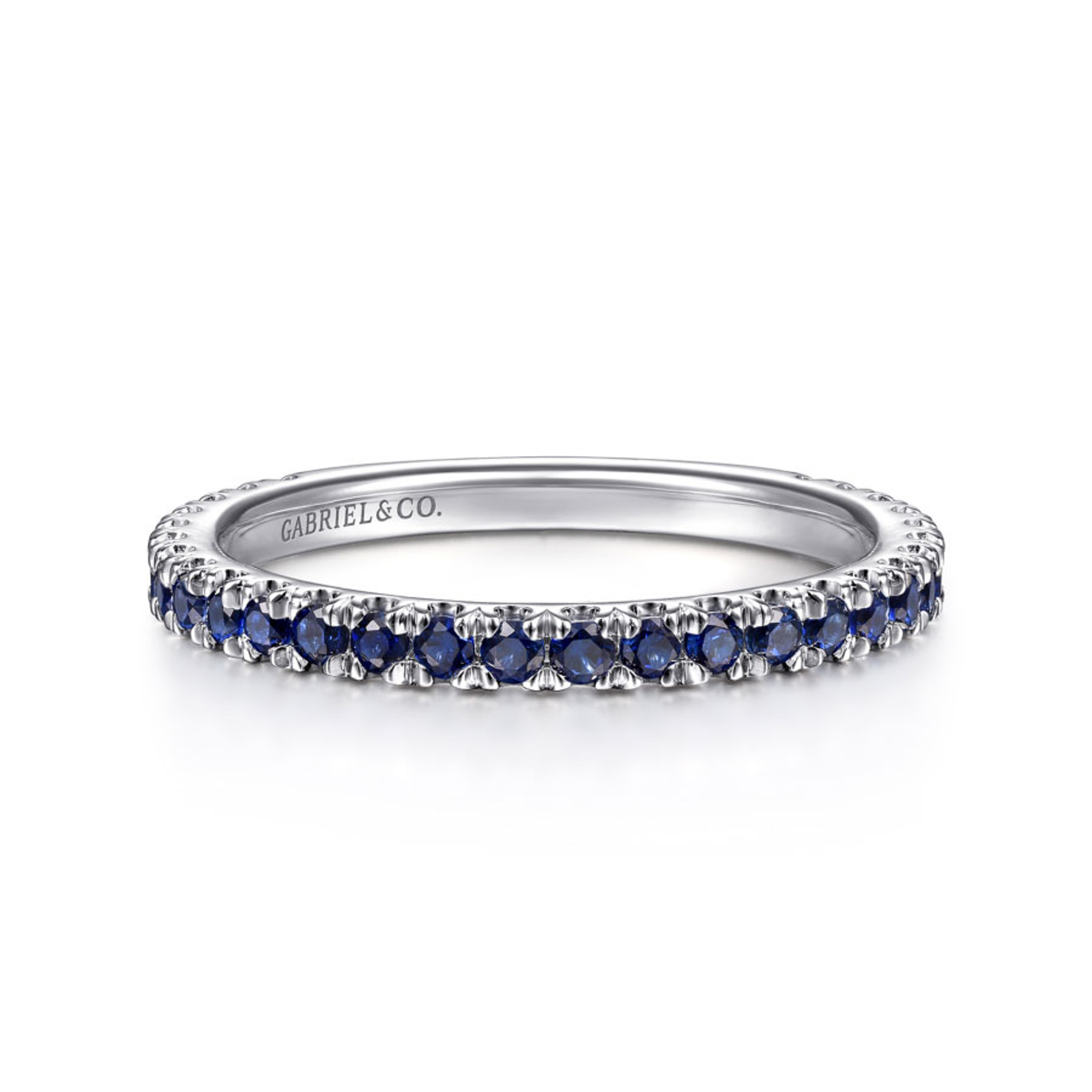 14K gold stacking ring with blue sapphire stones