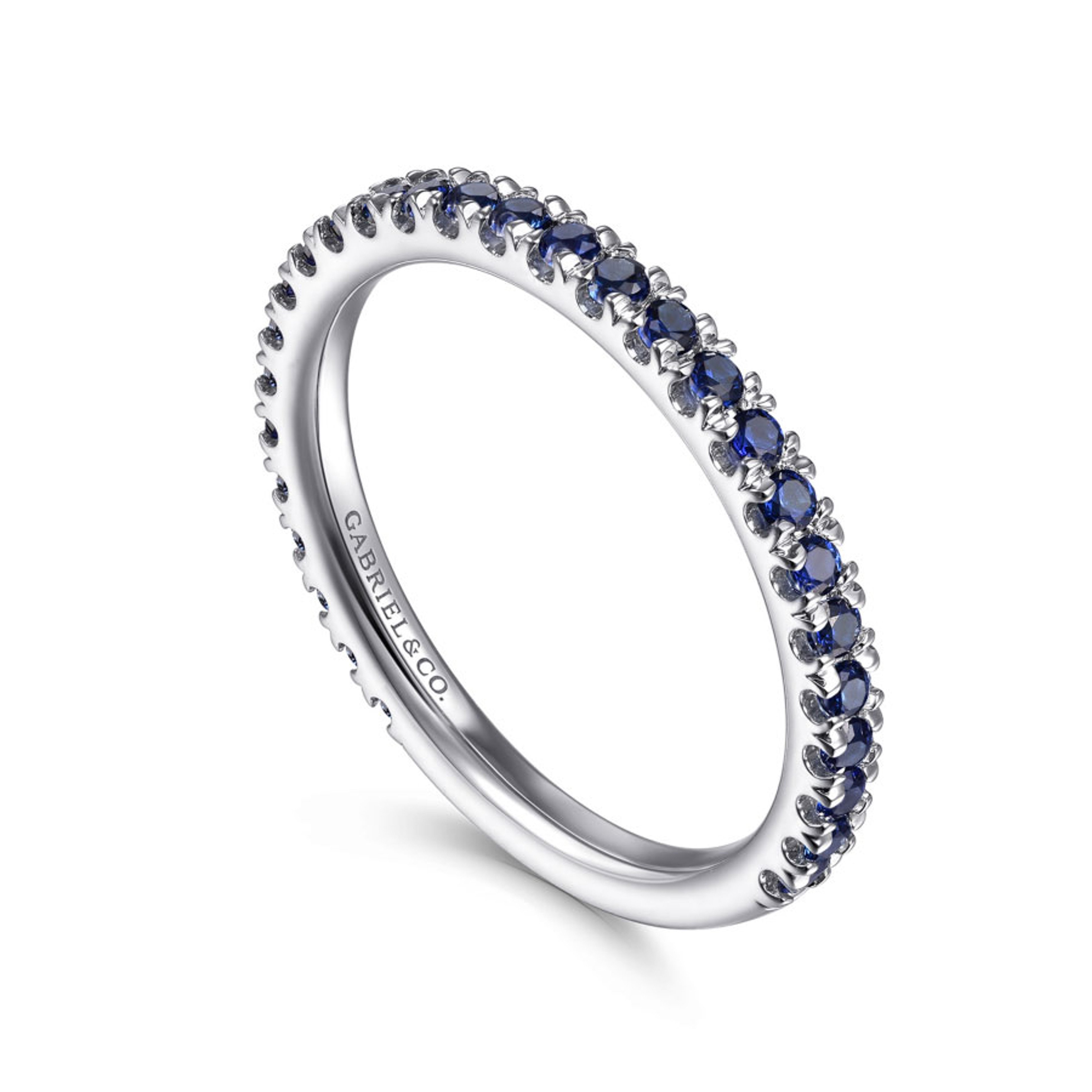 14K gold stacking ring with blue sapphire stones