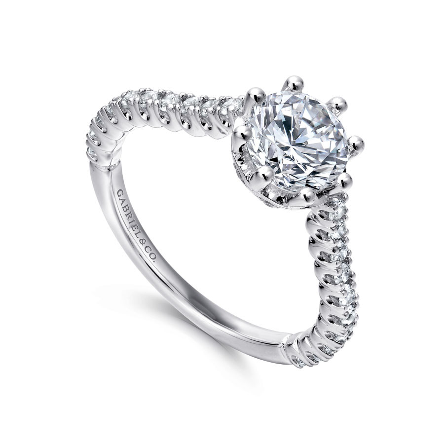 six-prong pave diamond engagement ring setting