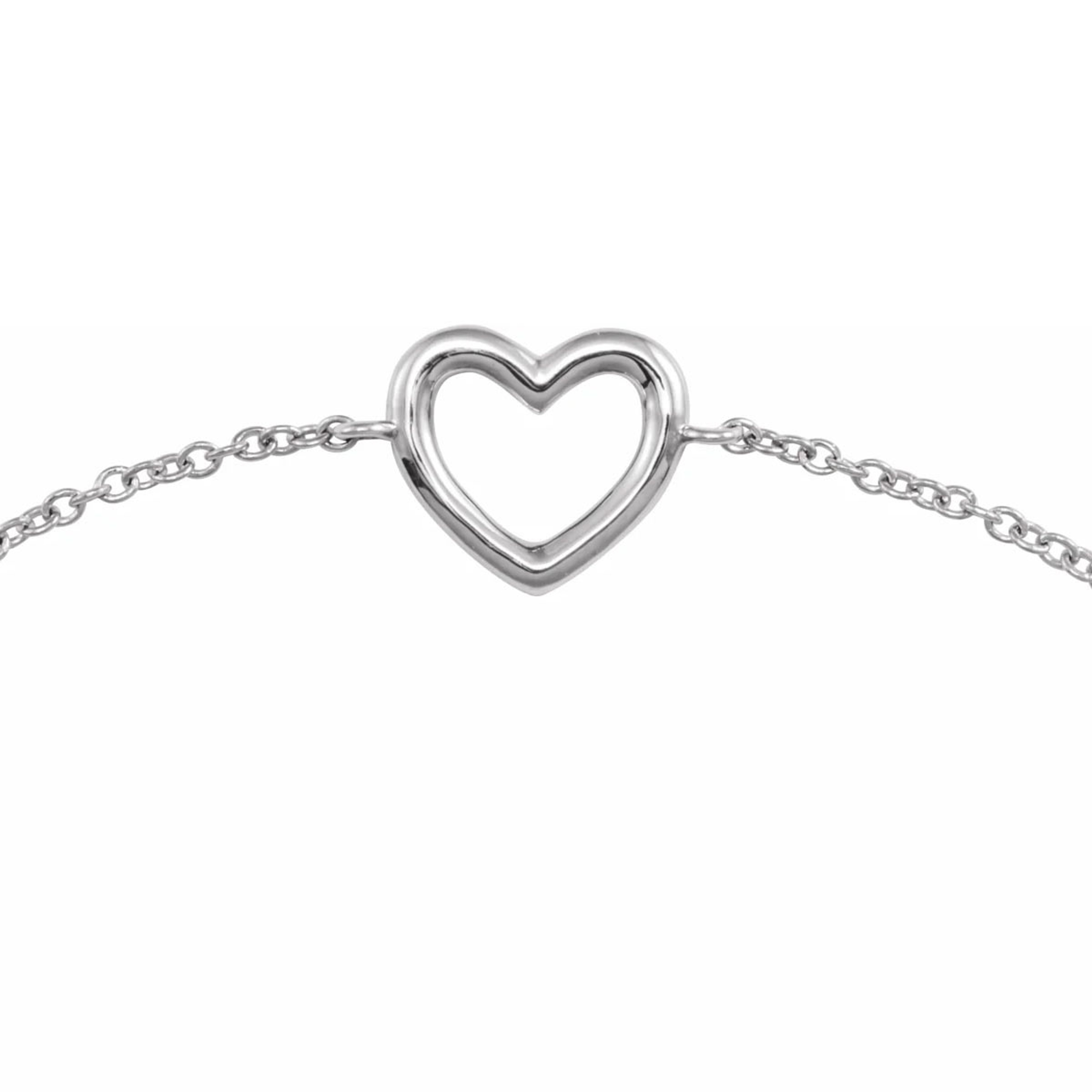 14K gold chain bracelet with polished open heart charm