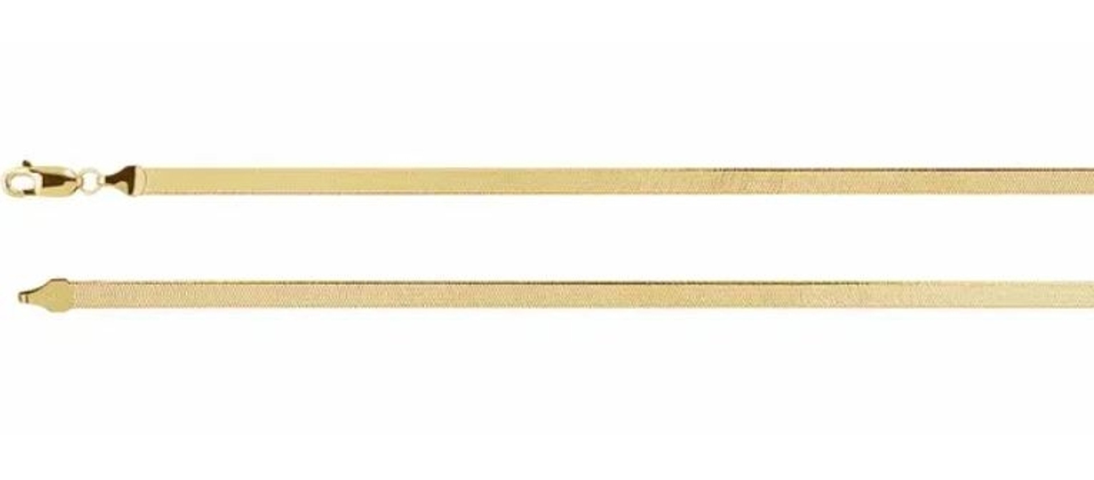 14K yellow gold herringbone chain necklace