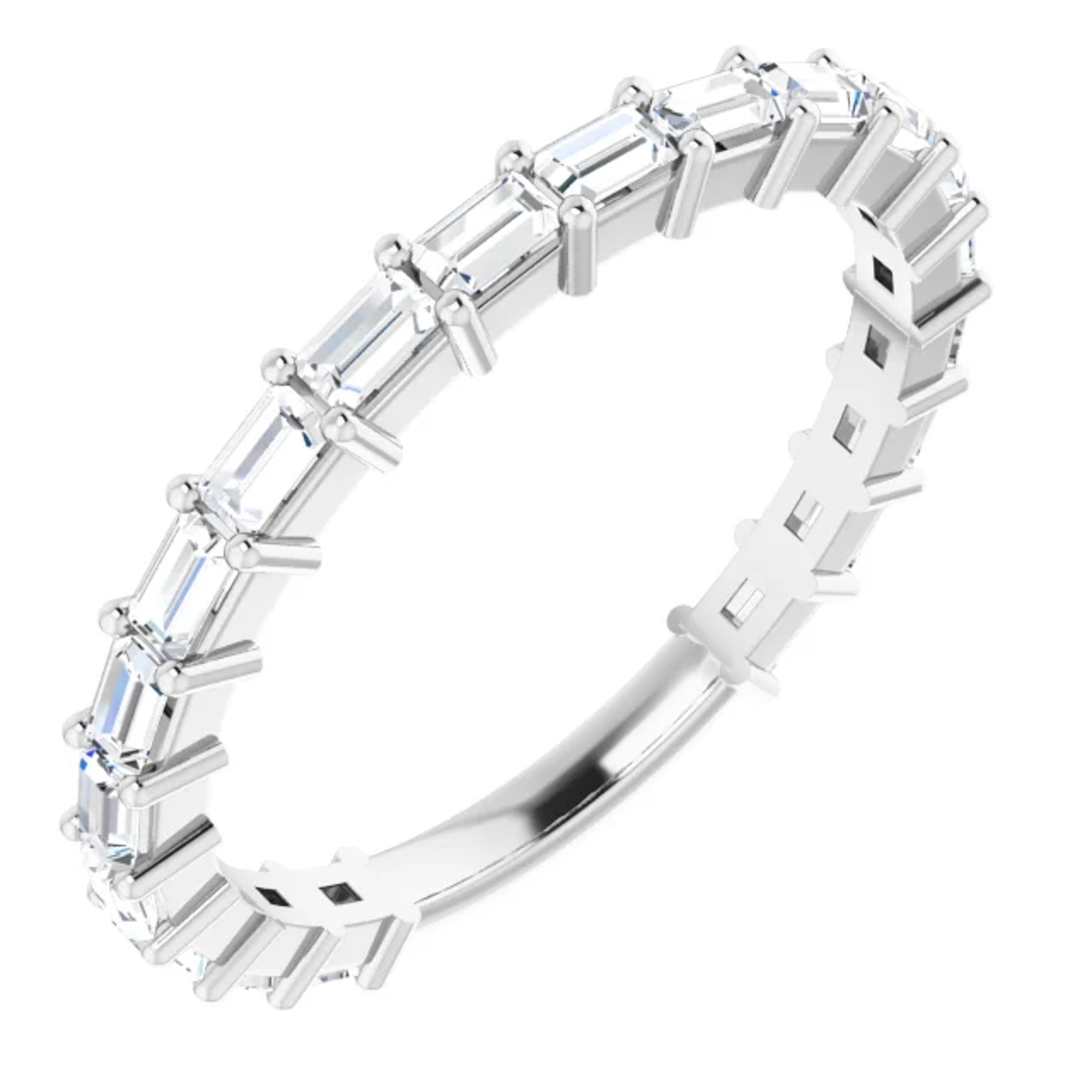 14K gold lab grown diamond baguette ring