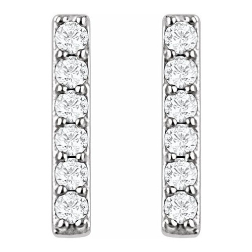 14K gold lab-grown diamond bar stud earrings