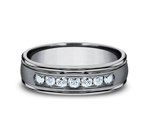 The Adams 6.00 mm Grey Tantalum & Lab Grown Diamond Wedding Ring (2/5 TCW)