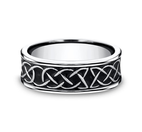 The Dunmore 7.00 mm White Cobalt Celtic Knot Pattern Wedding Ring