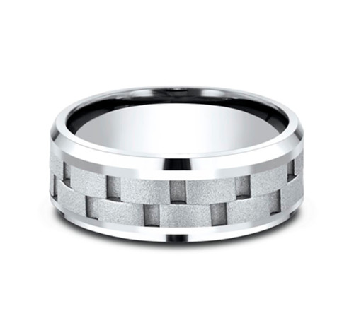 The Pilot 8.00 mm White Cobalt Link Pattern Wedding Ring