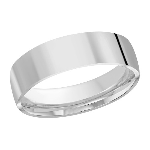 A classic white gold wedding ring with a 6mm width and polished band. Customize the metal, finish and width of this ring.