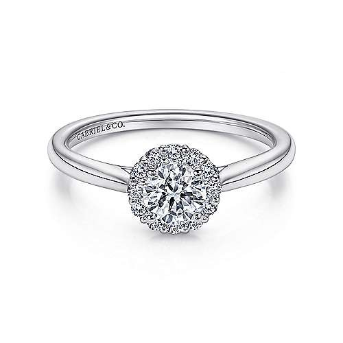 Althea 14K White Gold Round Moissanite Halo Engagement Ring (5/8 TCW)