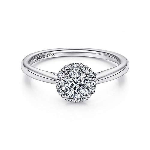 Althea 14K White Gold Round Moissanite Halo Engagement Ring (3/4 TCW)