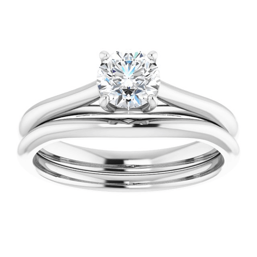 14K gold solitaire engagement ring with matching wedding band