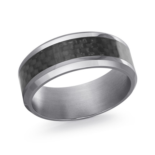 tantalum wedding ring with black cabon fiber inlay