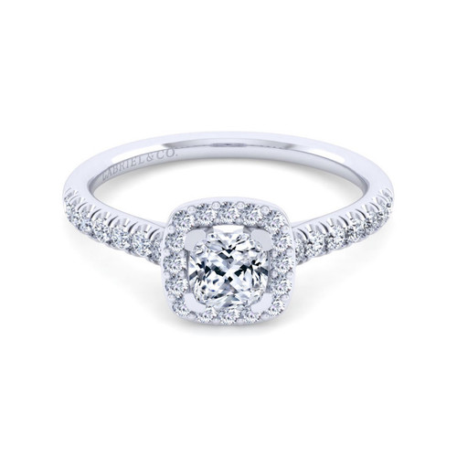 Lyla 14K White Gold Halo Cushion Engagement Ring